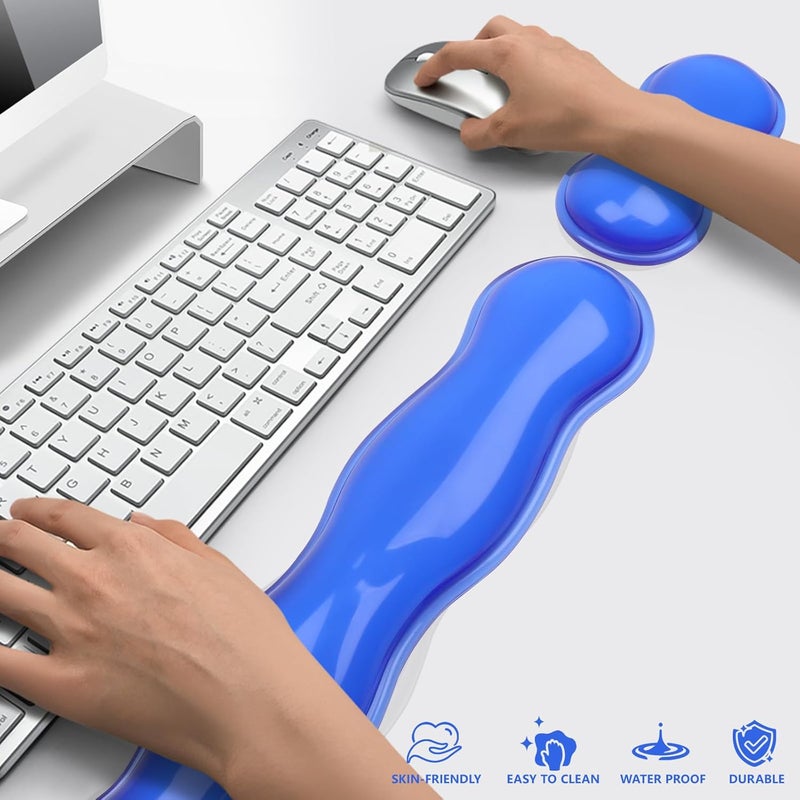 KEPUTAIER Gel Keyboard and Mouse Wrist Rest, Cute Wrist Support and Arm Support Keyboard Rest for Keyboard and Mouse Typing Pain Relief，Suitable for Office/Computer/Laptop/Gaming (Transparent Blue Set) - Image 5